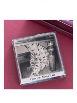 Image of Personalised Message & Photo Jade Glass Block