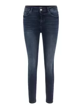 Image of PIECES Mid Rise Skinny Fit Jeans Women Blue