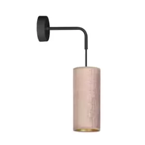 Image of Bente Black Wall Lamp with Shade with Pink Fabric Shades, 1x E14