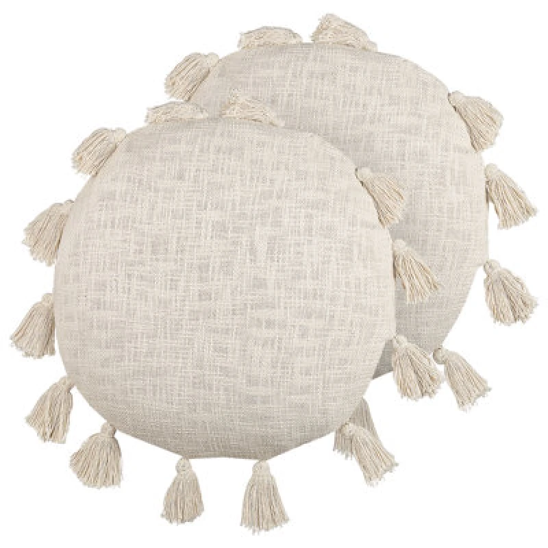 Image of Beliani Set Of 2 Decorative Cushions Madia Cotton 45 X 45cm Light Beige Solid