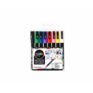 Image of Uni Posca Marker Pen 0.9-1.3mm Bullet Tip PC-3M Pack of 8 Assorted, Assorted