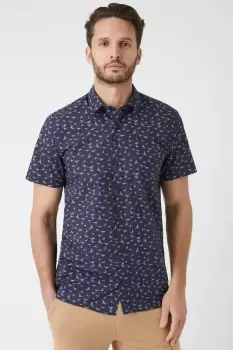 Image of Mens Navy Bird Conversational Print Shirt