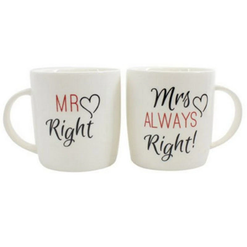 Image of Something Different Something Different Mr Right Mrs Always Right Mug Ceramic Boxed Mug Set Multi One Size Unisex 5057819999211