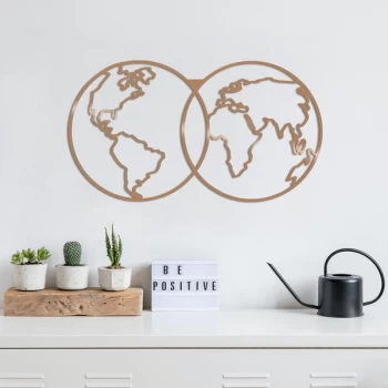 Image of World Map - Copper Copper Decorative Metal Wall Accessory