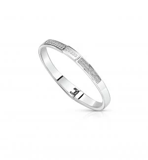 Image of Guess Rhodium Plated White Swarovski Crystal Bangle
