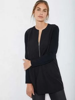 Image of Mint Velvet Zip Front Longline Tunic - Black