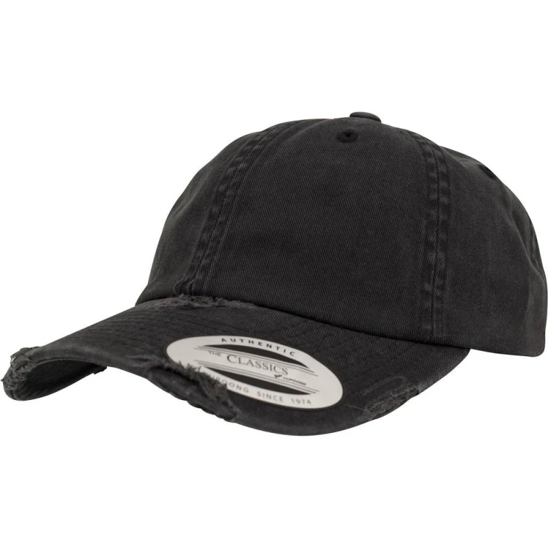 Image of Flexfit by Yupoong Mens Low Profile Destroyed Cap in Black Male One Size