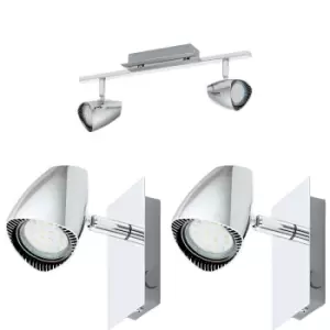 Image of Twin Ceiling Spot Light & 2x Matching Wall Lights Modern Chrome Adjustable Head