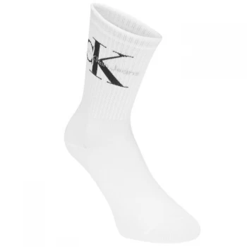 Image of Calvin Klein Mono Logo Crew Socks - White