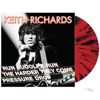 Image of Keith Richards Run Rudolph Run - Red & Black Splatter - Sealed 2021 UK 12" vinyl 538681521