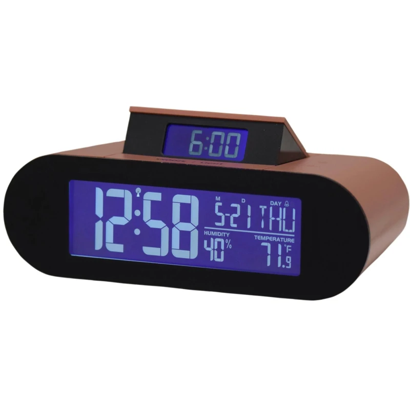 Image of Acctim Kian Digital Alarm Clock Crescendo Alarm Date, Temperature & Humidity Display Pop Up Alarm Soft Coral