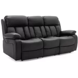 Image of CHESTER HIGH BACK ELECTRIC BOND GRADE LEATHER RECLINER 3+2+1 SOFA ARMCHAIR SET BLACK 3 SEATER - Black