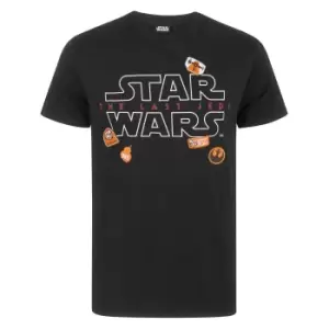 Image of Star Wars Mens The Last Jedi Badges T-Shirt (M) (Black)