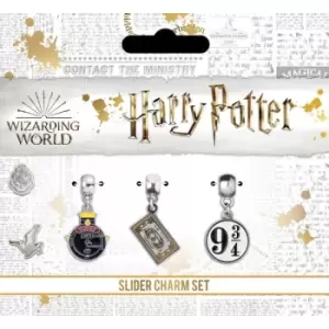 Image of Harry Potter Silver Plated Charm Set - Hogwart's Express /Train Ticket/Platform 9 3/4