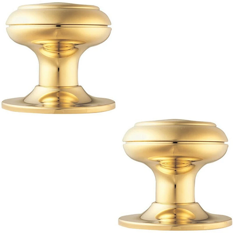 Image of Loops 2x 76mm Large Centre Door Knob Stainless Brass Outdoor External Door Handle Metallics unisex