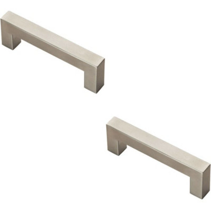 Image of Loops 2x Square Linear Block Pull Handle 110 x 14mm 96mm Fixing Centres Satin Steel Metallics unisex