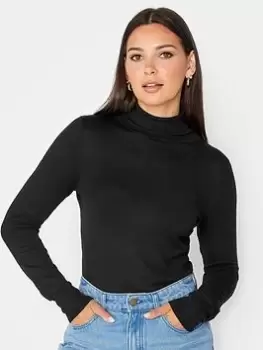 Image of Long Tall Sally Black Roll Neck Jumper, Black, Size 22-24, Women