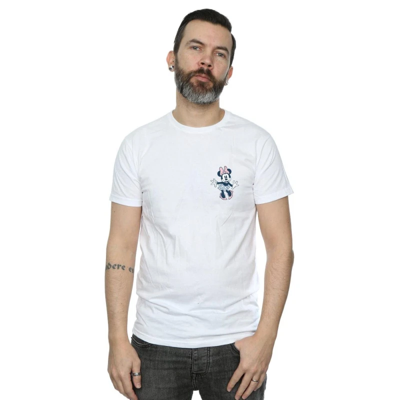 Image of Disney Men Minnie Mouse Dancing Chest T-Shirt in White Size: Small White S Male 5057955016414