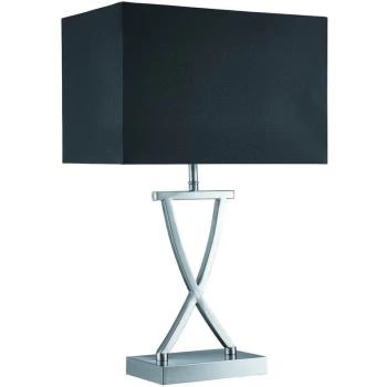 Image of Searchlight Club - 1 Light Table Lamp Satin Silver with Black Shade, E14