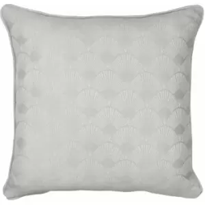 Image of Dreams & Drapes Tiffany Art Deco Jacquard Piped Edge Filled Cushion, Silver, 43 x 43 Cm