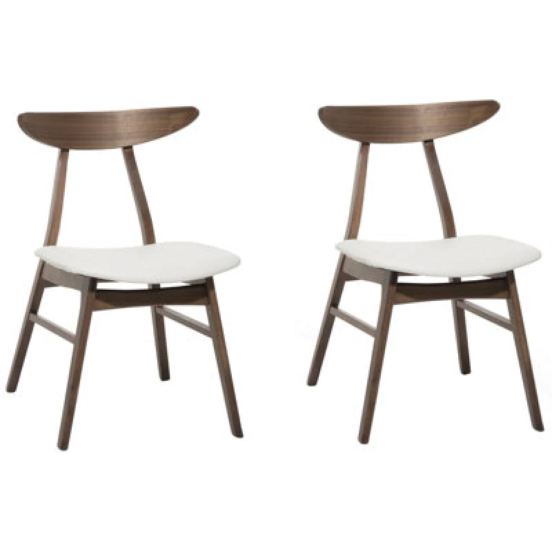 Image of Beliani Set Of 2 Dining Chairs Lynn Wood Dark Brown/ White