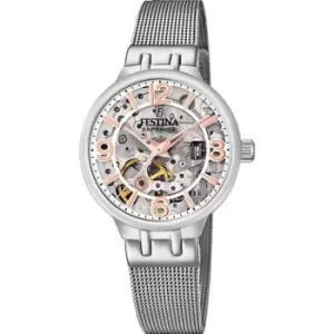 Image of Festina Ladies Festina Skeleton Silver Watch F20579/1 - Silver and Skeleton
