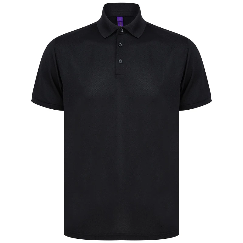 Image of Henbury Mens Polo Shirt in Black Size: XS Black Male XS