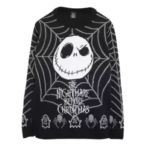 Image of Nightmare Before Christmas Mens Jack Skellington Web Knitted Jumper (XXL) (Black/White)