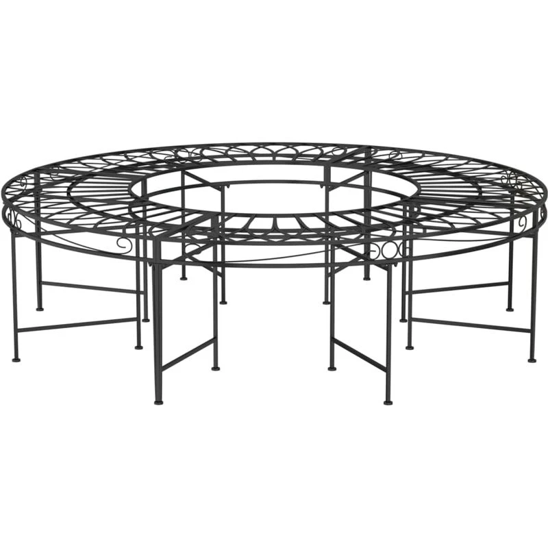 Image of VIDAXL Round Tree Bench Ø160cm Black Steel Vidaxl 8720286837900