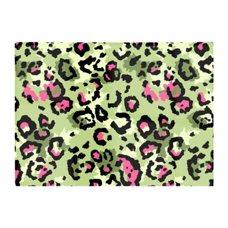 Image of Warren Reed Designer Green And Pink Leopard Print Glass Chopping Board