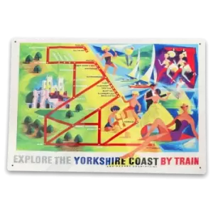 Image of British Railways Retro Advertising Explore The Yorkshire Coast Vintage Metal Sign