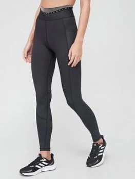 Image of Adidas Premium Logo Alphaskin High Rise Leggings - Black