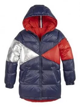 Image of Tommy Hilfiger Girls Reversible Padded Parka - Navy