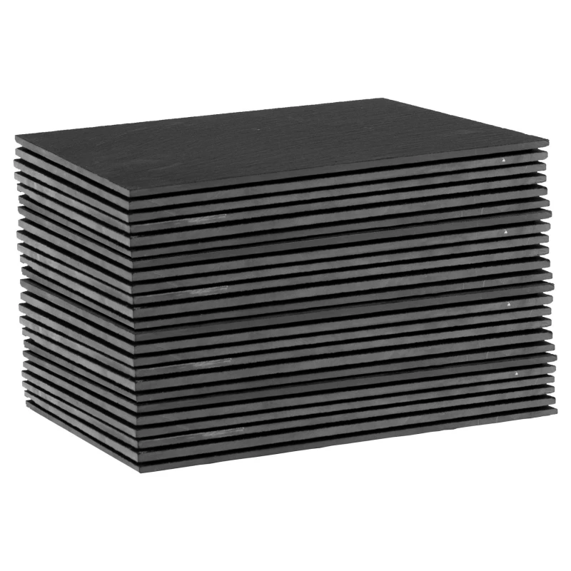 Image of Argon Tableware Linea Rectangle Slate Placemats - 35cm x 25cm - 24x Large Natural Black Stone Dining Table Dinner Serving Board Place Mats Sets Black