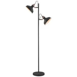 Image of Luminosa Lighting - Floor Lamp, 2 x E27, Sand Back, Copper, White