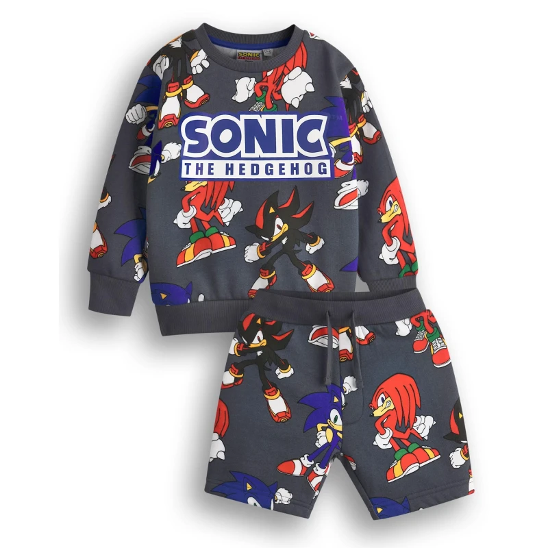 Image of Sonic the Hedgehog Sweatshirt and Shorts Set Grey male