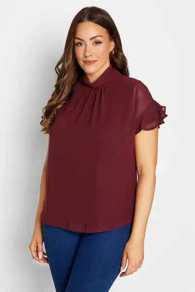 Image of M&Co Frill Sleeve Blouse Red
