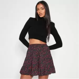 Image of I Saw It First Floral Print Frill Hem Mini Skirt - Red