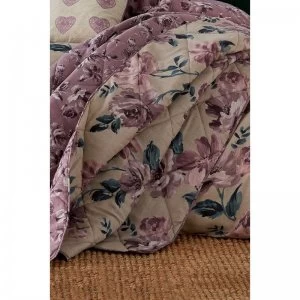 Image of Painted Floral Plum Reversible Bedspread