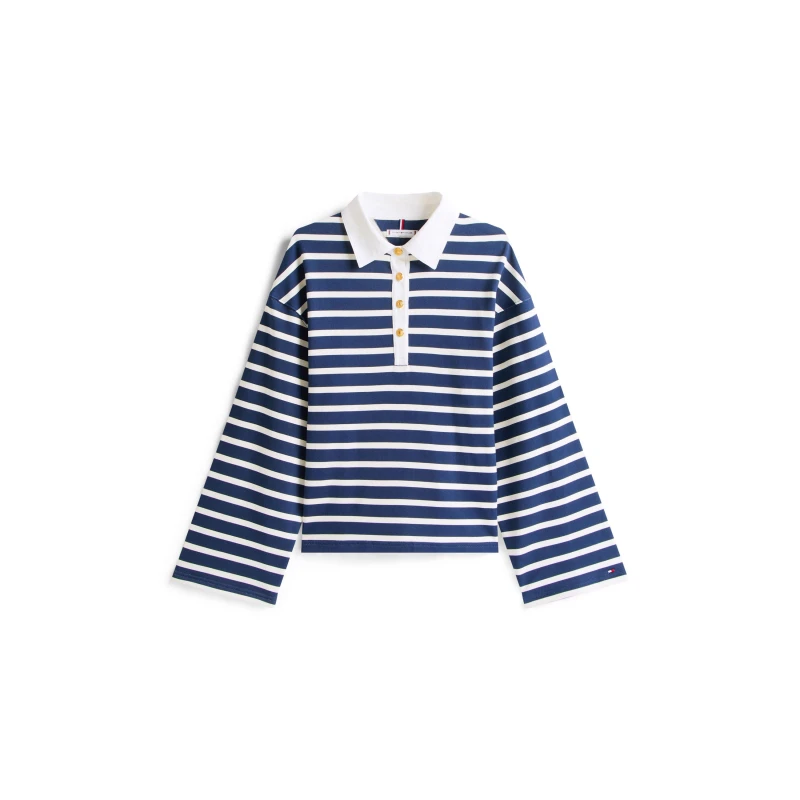 Image of Tommy Hilfiger Womens Gold Button Crew Sweatshirt Dark Nigh Navy female 10 (S)