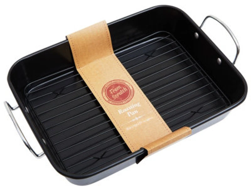 Image of Orsina Small Rectangular Roasting Pan With Wire Rack, Non Stick Roast Baking Pan, Durable Metal Roasting Pan
