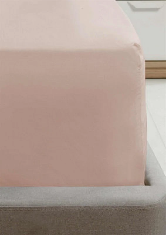 Image of Rapport Home SND Percale 180 Thread Count Polycotton Plain Fitted Sheet (16") Dusty Pink