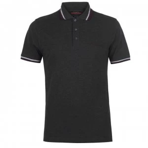 Image of Pierre Cardin Tipped Polo Shirt Mens - Charcoal Marl