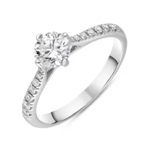 Image of Platinum 0.89ct Diamond Set Shoulder Solitaire Ring