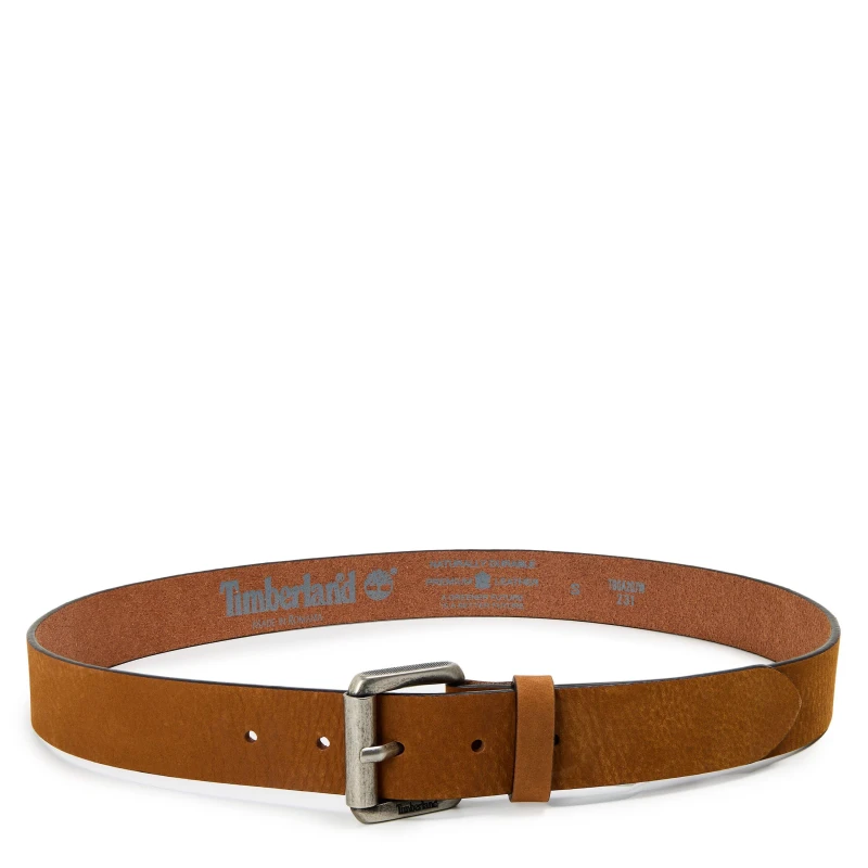 Image of Timberland Mens 35mm Washed Nubuck Wheat Faux Leather Belt Wheat male S