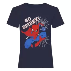 Image of Spider-Man Girls Go Spidey T-Shirt (3-4 Years) (Navy/Red/Blue)
