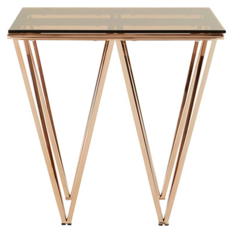 Image of Premier Housewares Sleek Square Rose Gold End Table, Versatile Statement Side Table, Contemporary Livingroom Side Table Gold