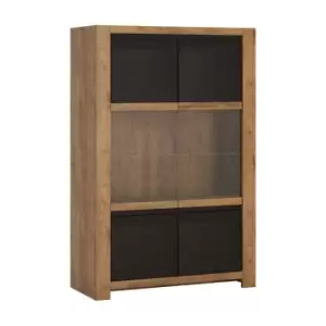 Image of Havana 2 Door Display Cabinet In Lefkas Oak Effect With Matte Black Fronts