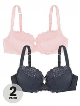 Image of Dorina Exclusive Celine 2 Pack Non Padded Bra - Grey/Pink