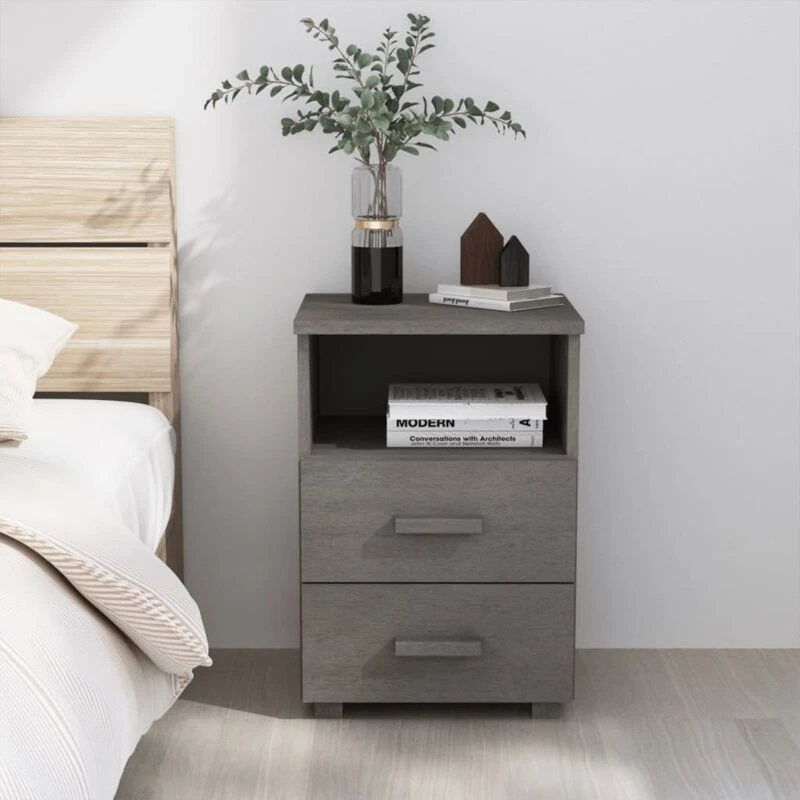 Image of VIDAXL Bedside Cabinet hamar Light Grey 40x35x62cm Solid Wood Pine Vidaxl 8720286817612